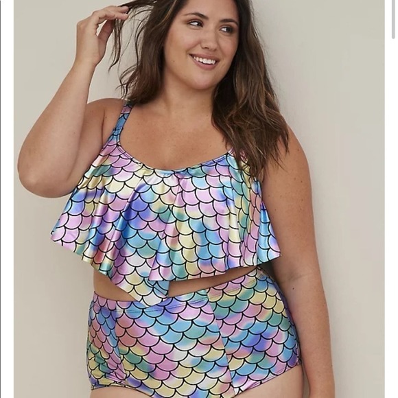 New! Set! Torrid sz 3 Rainbow Mermaid Swim Bathing Suit 3X - Picture 2 of 6